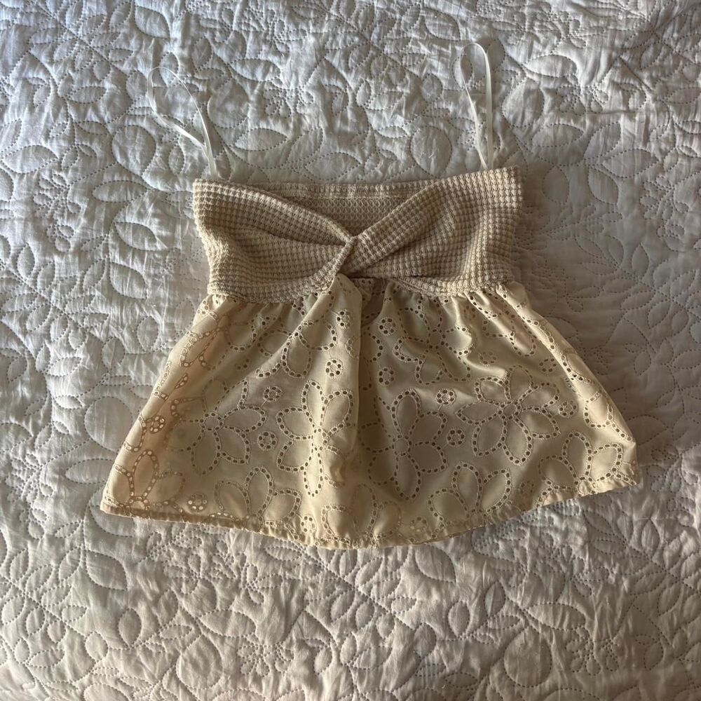 Women's Cream Lace Tube top